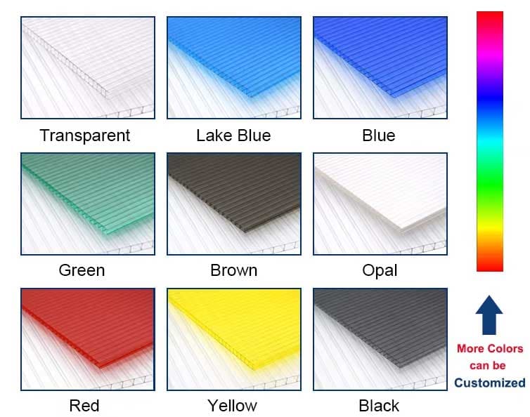 Leichte 6 mm Polycarbonat-Hohlkammerplatten in verschiedenen Farben für einfachen Transport und Montage