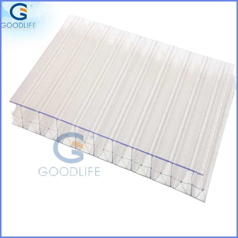 Gestapelte blaue und bronzefarbene X-Struktur-Polycarbonatplatten zeigen Mehrfarbenverfügbarkeit