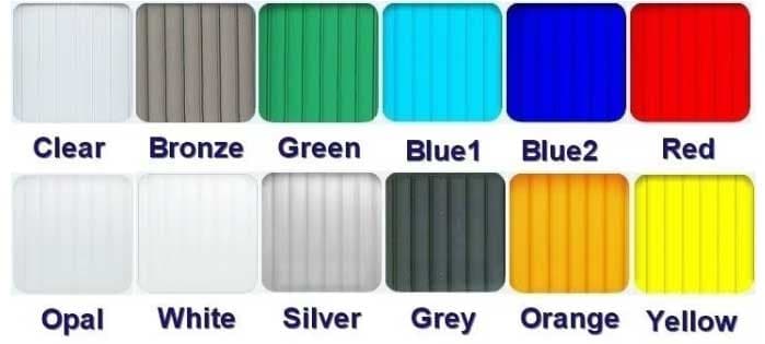 Sonderfarboptionen inkl. Blau, Gelb, Grün und Transparent für 4 mm Polycarbonat-Dachplatten