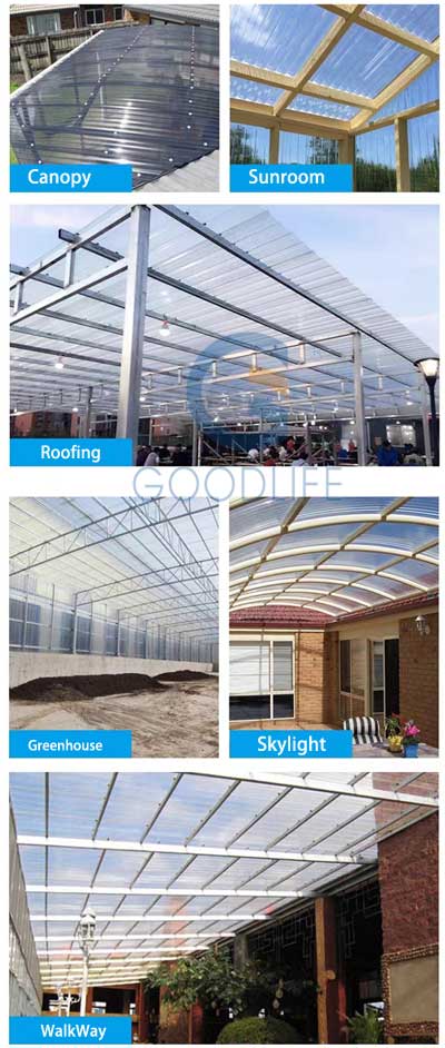 Vielfältige architektonische Anwendungen der 840 Trapez-Polycarbonatplatten für Industrie- und Gewerbedächer