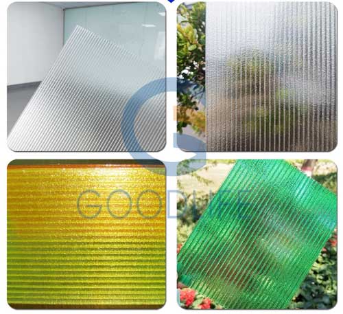 Auswahl Crystal Light Polycarbonat-Farbmuster: Transparent, Gelb und Grasgrün